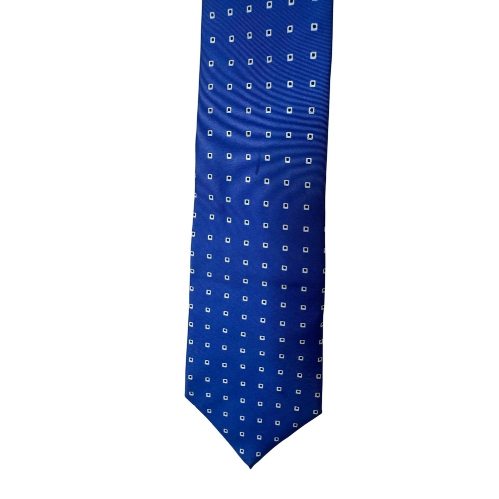 Brooks Brothers Tie Mens One Size Blue Silk Geometric Pattern Woven USA Necktie